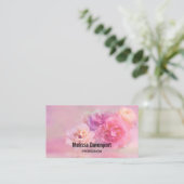 ピンクかわいらしと白のカーネーション写真 名刺 (スタンド正面)
