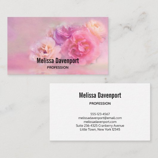 ピンクかわいらしと白のカーネーション写真 名刺 (正面/裏面)