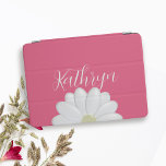 ピンクかわいらしと白のデイジーの花名前をカスタムする iPad PROカバー<br><div class="desc">白いかわいらしデイジーのピンクのiPad独身のカバー。名前を追加する</div>