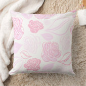 ピンクかわいらしと白のバラと葉 クッション (ブランケット)