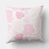 ピンクかわいらしと白のバラと葉 クッション (裏面)