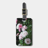 ピンクかわいらしと白のバラの花茂み。フローラ ラゲッジタグ (正面縦)