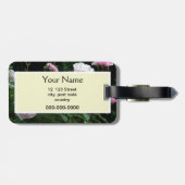 ピンクかわいらしと白のバラの花茂み。フローラ ラゲッジタグ (裏面横)