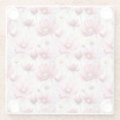 ピンクかわいらしと白のポピーのアネモネの花 ガラスコースター (裏面)