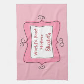 ピンクかわいらしと白の世界のマ最高のザー キッチンタオル (縦)