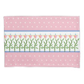 ピンクかわいらしと白の斑点とフローラ縁どで 枕カバー (正面左)