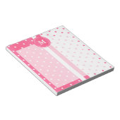 ピンクかわいらしと白の水玉模様 ノートパッド (アングル)