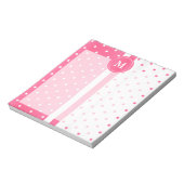 ピンクかわいらしと白の水玉模様 ノートパッド (回転)