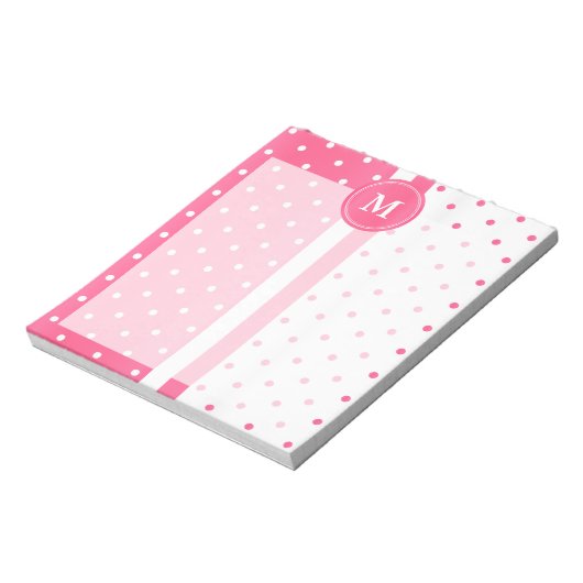 ピンクかわいらしと白の水玉模様 ノートパッド (回転)