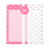 ピンクかわいらしと白の水玉模様 ノートパッド (正面)