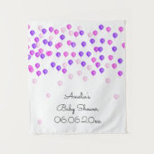 ピンクかわいらしと紫のバルーンベビーシャワー タペストリー (正面)