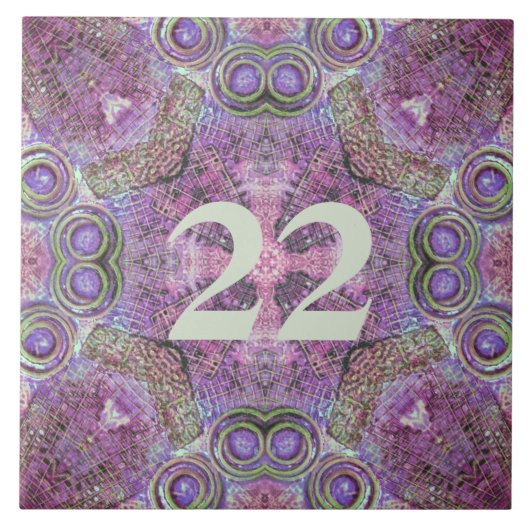 ピンクかわいらしと紫のパターンデザイン タイル (正面)