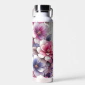 ピンクかわいらしと紫のフローラみすぼらしいシック ウォーターボトル (正面)