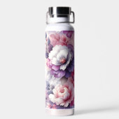 ピンクかわいらしと紫のフローラみすぼらしいシック ウォーターボトル (背面)