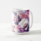 ピンクかわいらしと紫のフローラみすぼらしいシック コーヒーマグカップ (正面右)