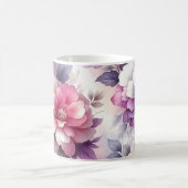 ピンクかわいらしと紫のフローラみすぼらしいシック コーヒーマグカップ (中央)