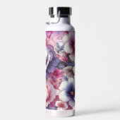 ピンクかわいらしと紫のフローラパーソナライズされた ウォーターボトル (右面)