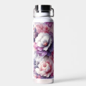 ピンクかわいらしと紫のフローラパーソナライズされた ウォーターボトル (背面)