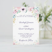ピンクかわいらしと紫のフローラ結婚式招待状 招待状 (スタンド正面)