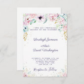 ピンクかわいらしと紫のフローラ結婚式招待状 招待状 (正面/裏面)