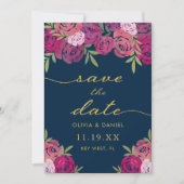 ピンクかわいらしと紫のフローラ葉のバラ結婚s セーブザデート (正面)