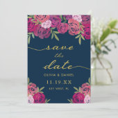 ピンクかわいらしと紫のフローラ葉のバラ結婚s セーブザデート (スタンド正面)