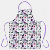 ピンクかわいらしと紫のフローラ エプロン (正面)