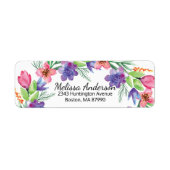 ピンクかわいらしと紫の花差出人住所ラベル ラベル (正面)