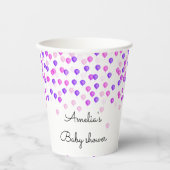 ピンクかわいらしと紫の赤ちゃんシャワー 紙コップ (正面)