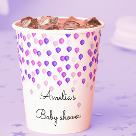 ピンクかわいらしと紫の赤ちゃんシャワー 紙コップ