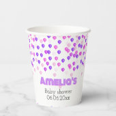 ピンクかわいらしと紫の赤ちゃんシャワー 紙コップ (裏面)