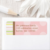 ピンクかわいらしと緑のストライプ+ドット ラベル (インサイチュ)