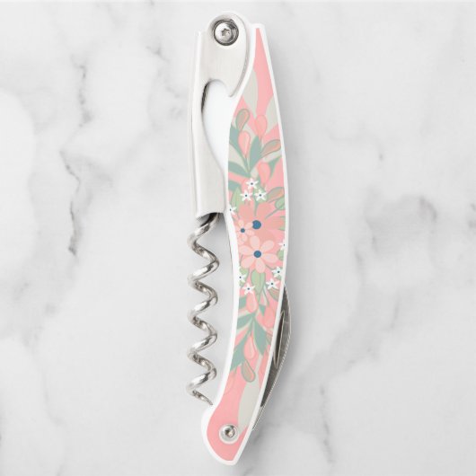 ピンクかわいらしと緑のフローラ ソムリエナイフ (正面)