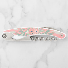 ピンクかわいらしと緑のフローラ ソムリエナイフ