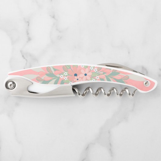 ピンクかわいらしと緑のフローラ ソムリエナイフ (正面)