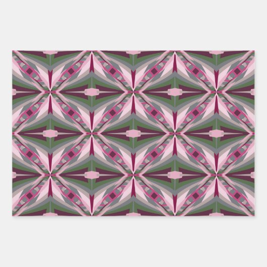 ピンクかわいらしと緑の引き伸ばしカラーブロック ラッピングペーパーシート (正面)