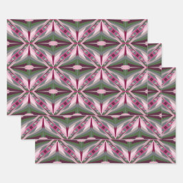 ピンクかわいらしと緑の引き伸ばしカラーブロック ラッピングペーパーシート