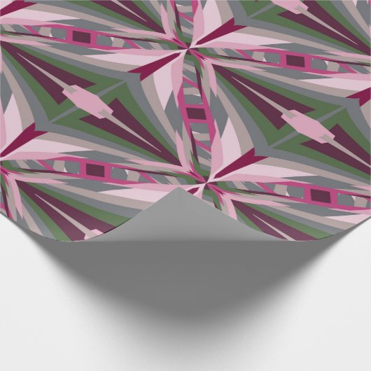 ピンクかわいらしと緑の引き伸ばしカラーブロック ラッピングペーパー (角)