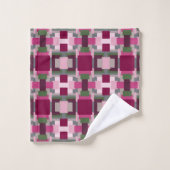 ピンクかわいらしと緑の色のブロックで バスタオルセット (ウォッシュタオル)