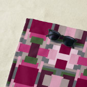 ピンクかわいらしと緑の色のブロックで ビーチタオル (インサイチュ)