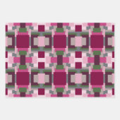 ピンクかわいらしと緑の色のブロックで ラッピングペーパーシート (正面)