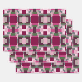 ピンクかわいらしと緑の色のブロックで ラッピングペーパーシート