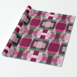 ピンクかわいらしと緑の色のブロックで ラッピングペーパー