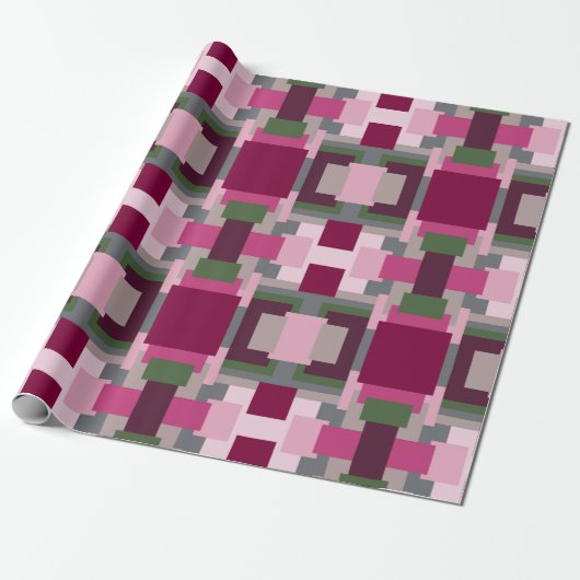ピンクかわいらしと緑の色のブロックで ラッピングペーパー (アンロールド)