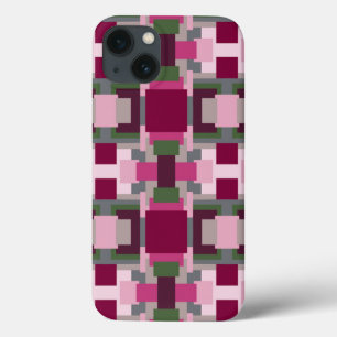 ピンクかわいらしと緑の色のブロックで iPhone 13ケース