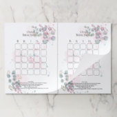 ピンクかわいらしと緑の葉のブライダル ペーパーパッド (折り畳み)