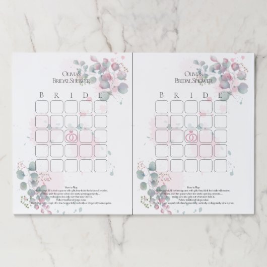 ピンクかわいらしと緑の葉のブライダル ペーパーパッド (正面)