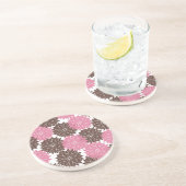 ピンクかわいらしと茶色の花のフローラプリント コースター (側面)