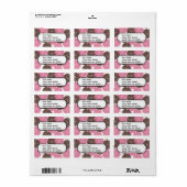 ピンクかわいらしと茶色の花のフローラプリント ラベル (フルシート)