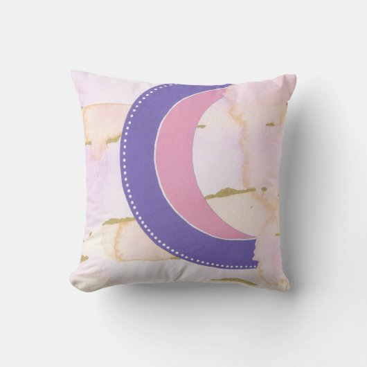 ピンクかわいらしと薄紫の抽象芸術の水色 クッション (正面)